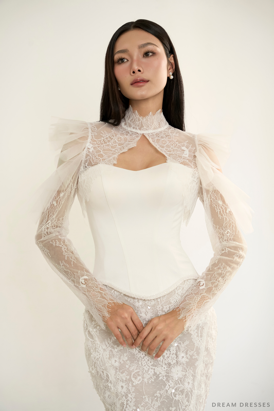 Chantilly Lace Bridal Dress Bolero (#NOIR) - Dream Dresses by P.M.N.