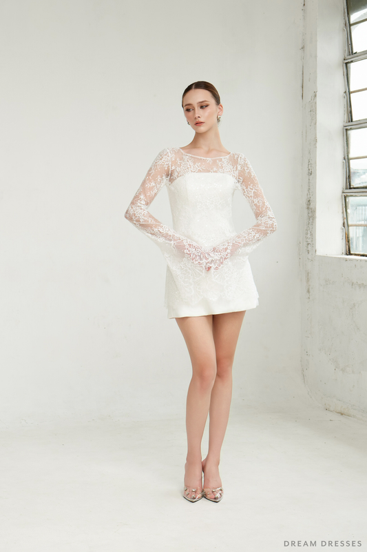 Mini Dress with Lace Overlay (#MANDARINA) - Dream Dresses by P.M.N.