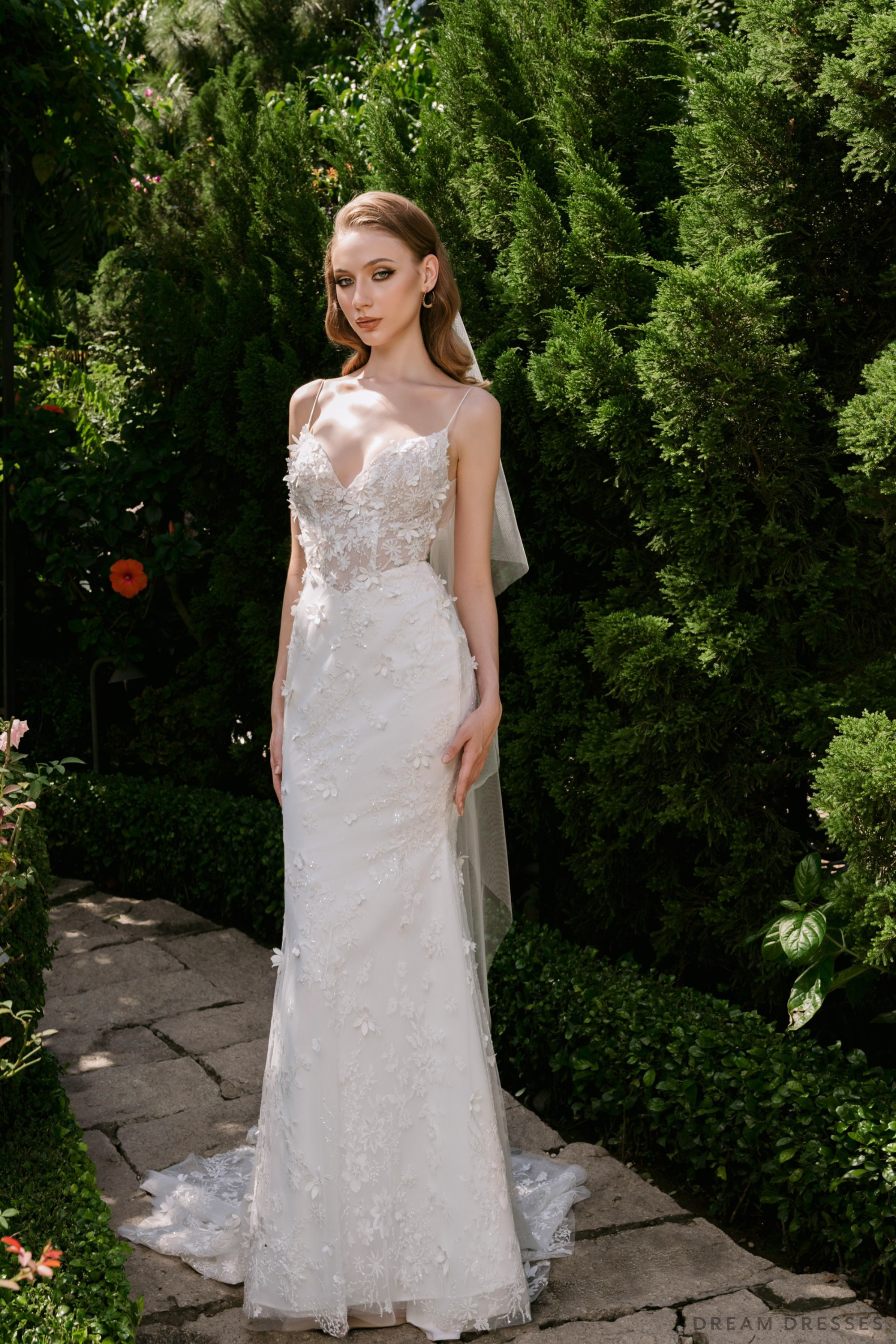 Mermaid Wedding Dress with Floral Lace  (#AMANDA)