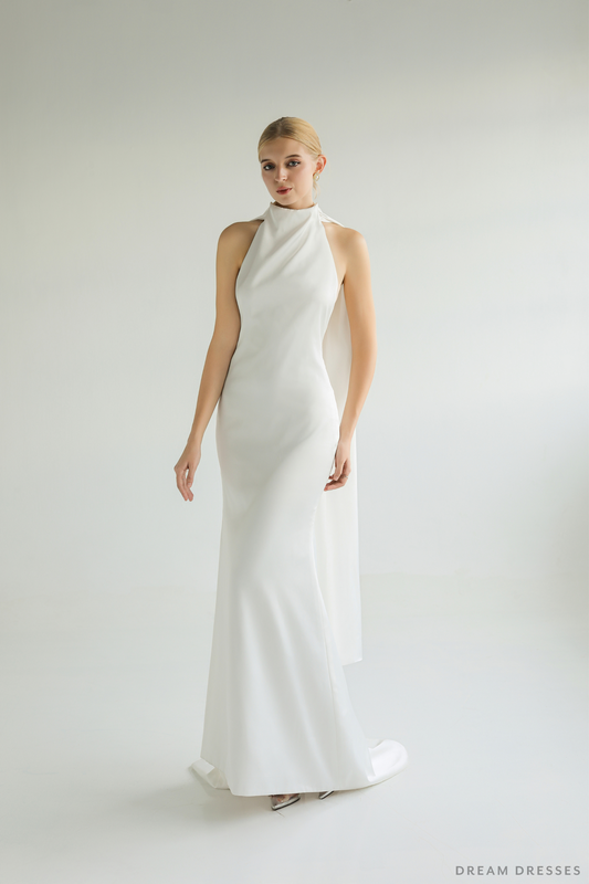 Elegant Silk Wedding Dress with Open Back (#ROSY) - Dream Dresses by P.M.N.