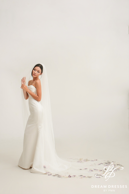 Bridal Veil with Colorful Floral Embroidery (#LAVIA) - Dream Dresses by P.M.N.