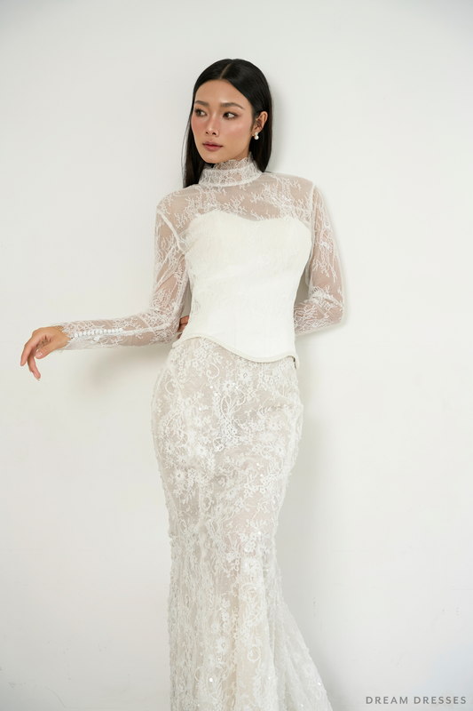 Chantilly Lace Bridal Dress Topper (#OPHELIA) - Dream Dresses by P.M.N.