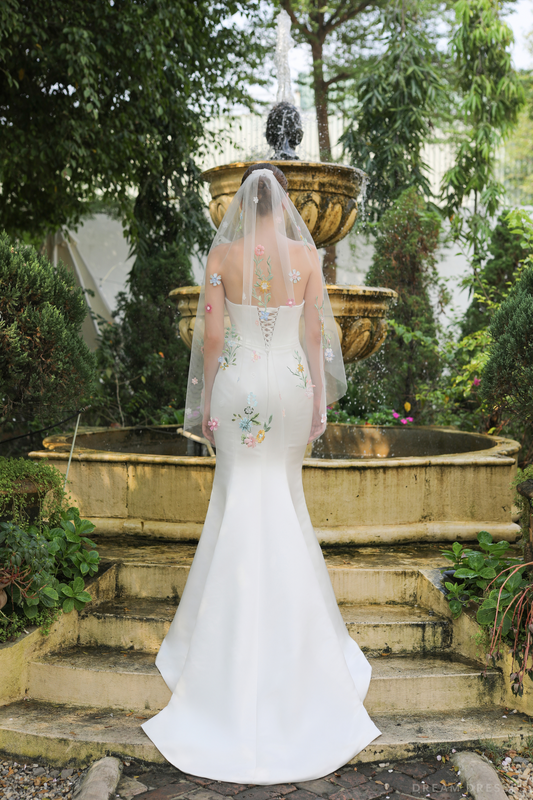 Fingertip 3D Flowers Veil (#SOPHIA) - Dream Dresses by P.M.N.