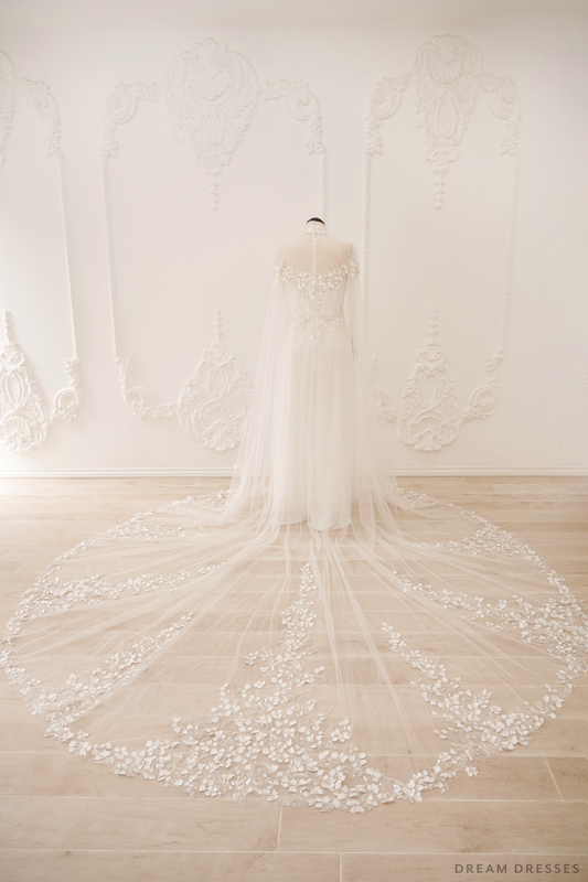 Ao Dai Detachable Cape | Traditional Vietnamese Bridal Detachable Cape (#DIANA) - Dream Dresses by P.M.N.