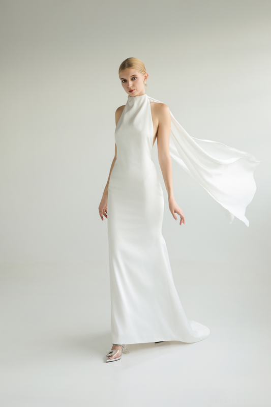 Elegant Silk Wedding Dress with Open Back (#ROSY) - Dream Dresses by P.M.N.
