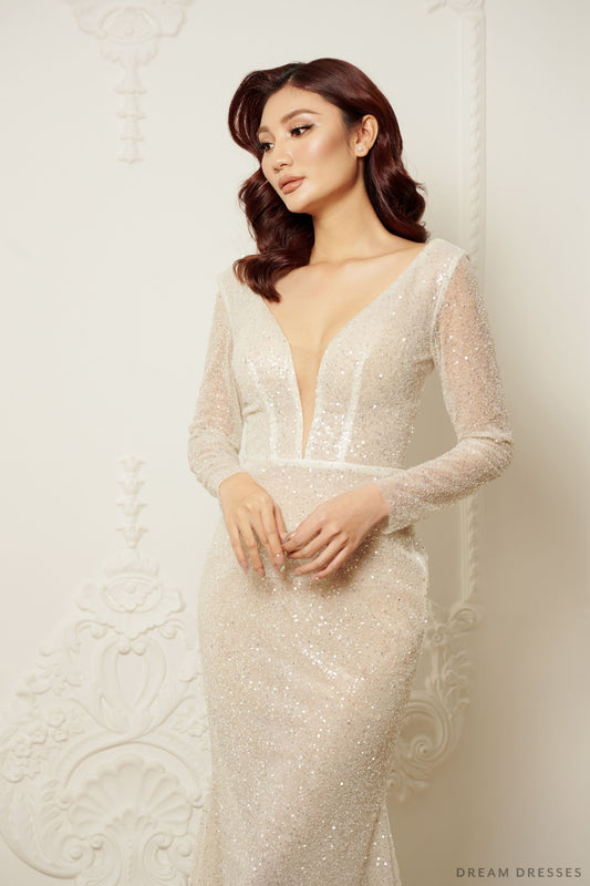 Long Sleeves Fit and Flare Bridal Dress (#SILENA) - Dream Dresses by P.M.N.