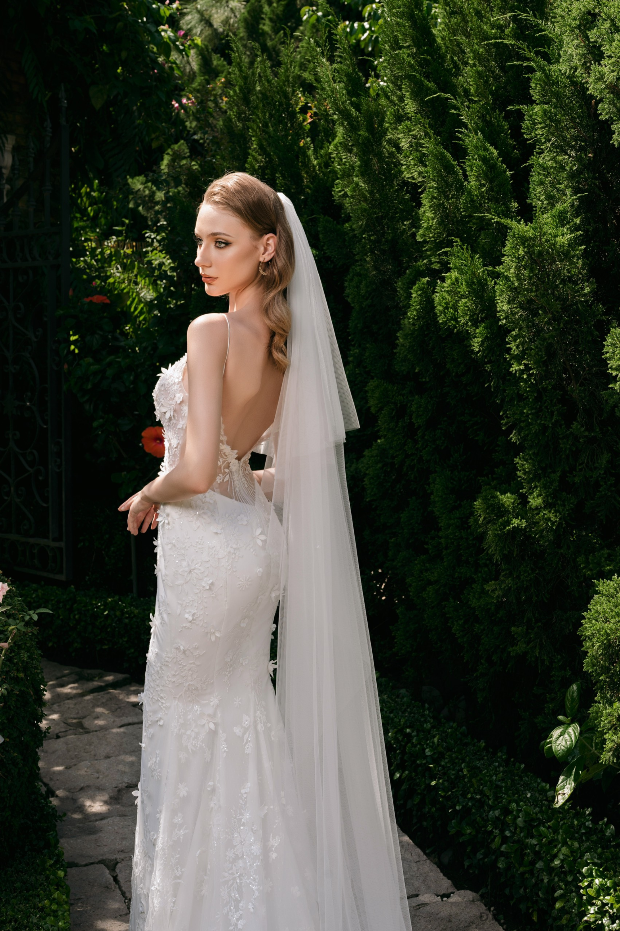 Mermaid Wedding Dress with Floral Lace  (#AMANDA)