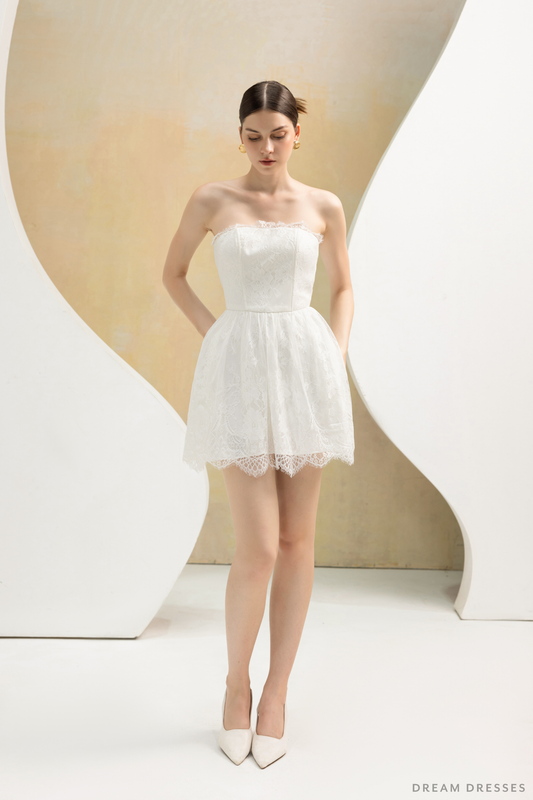 Chantilly Lace Mini Couture Dress (#CHARLISE) - Dream Dresses by P.M.N.
