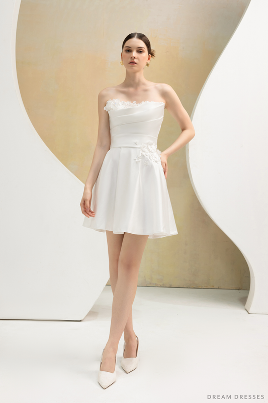 Rehearsal Dinner Silk Dress with 3D Lace (#ADALICIA) - Dream Dresses by P.M.N.