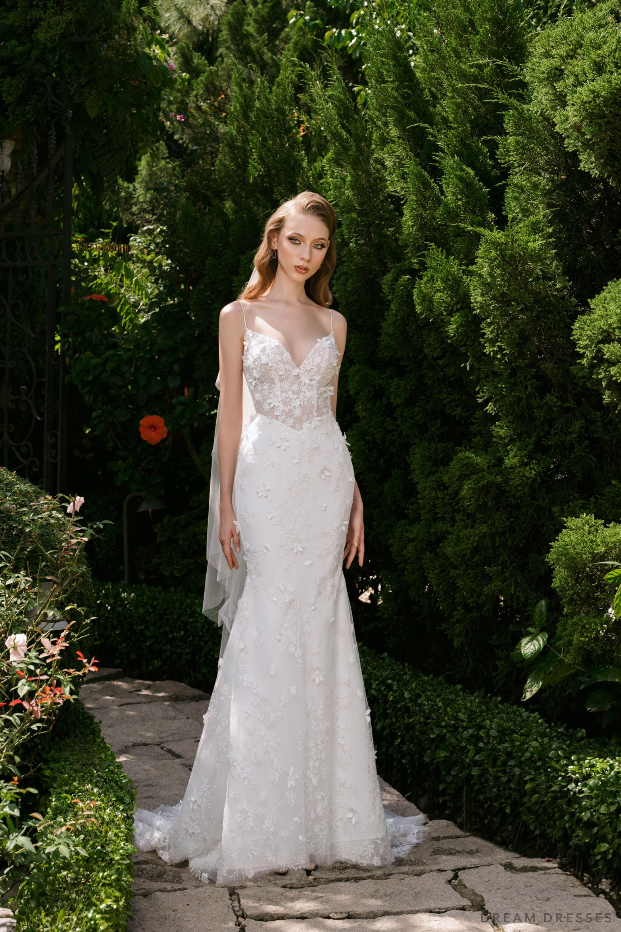 Mermaid Wedding Dress with Floral Lace  (#AMANDA)