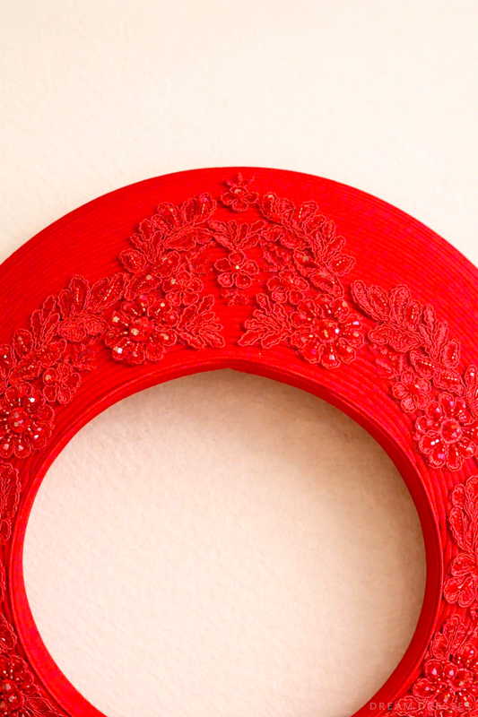Red Ao Dai Hat | Vietnamese Bridal Hat (#EMPRESSA) - Dream Dresses by P.M.N.