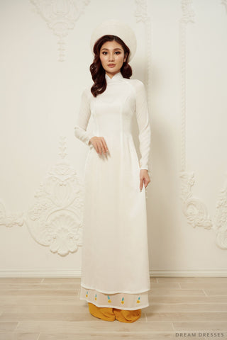 White Bridal Ao Dai | Vietnamese Traditional Bridal Dress (#LIENA)