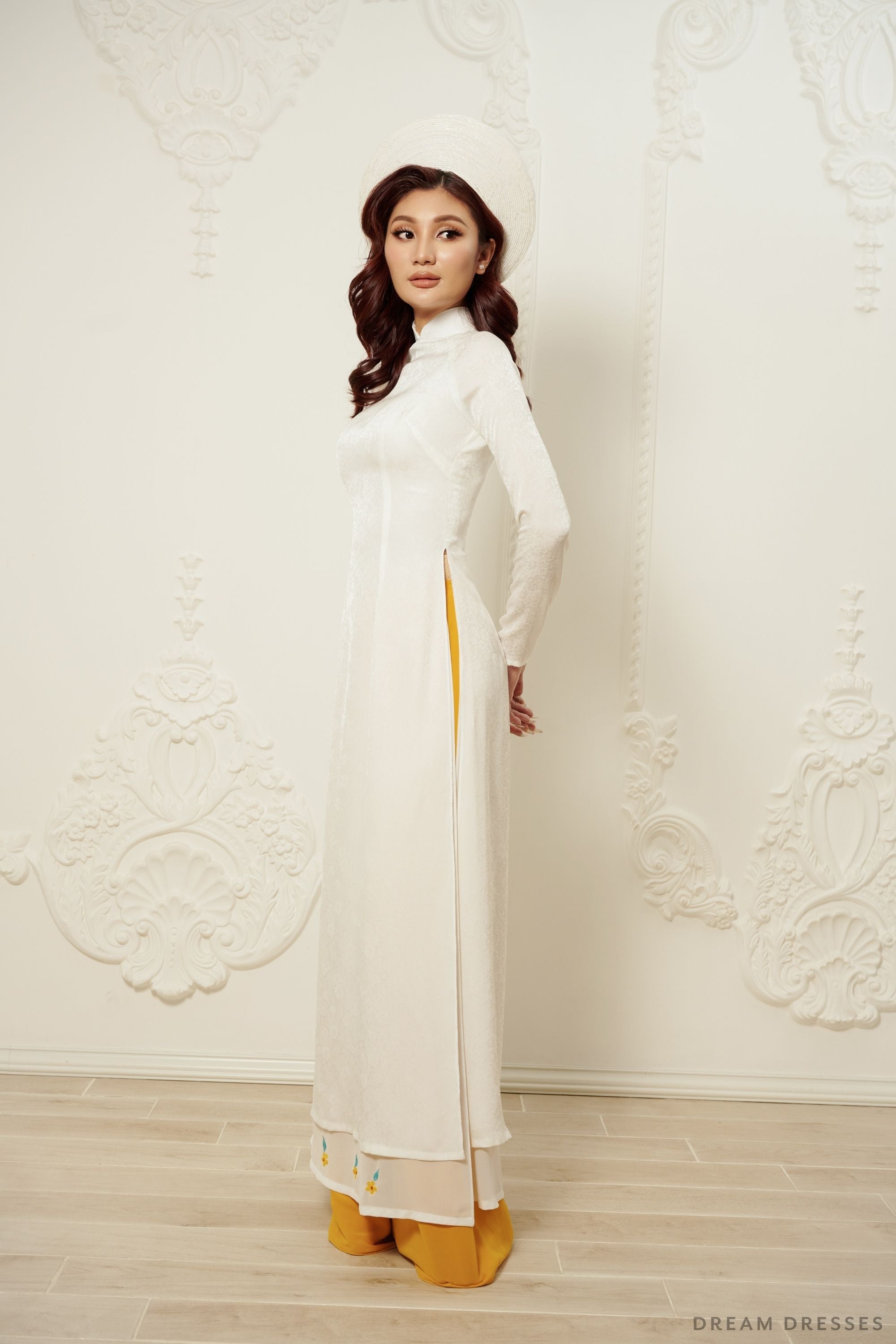 White Bridal Ao Dai | Vietnamese Traditional Bridal Dress (#LIENA)