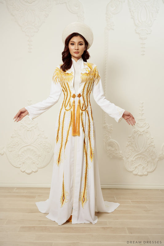 Phoenix Ao Dai OverCoat | Traditional Vietnamese Bridal OverCoat (#LISHAH) - Dream Dresses by P.M.N.