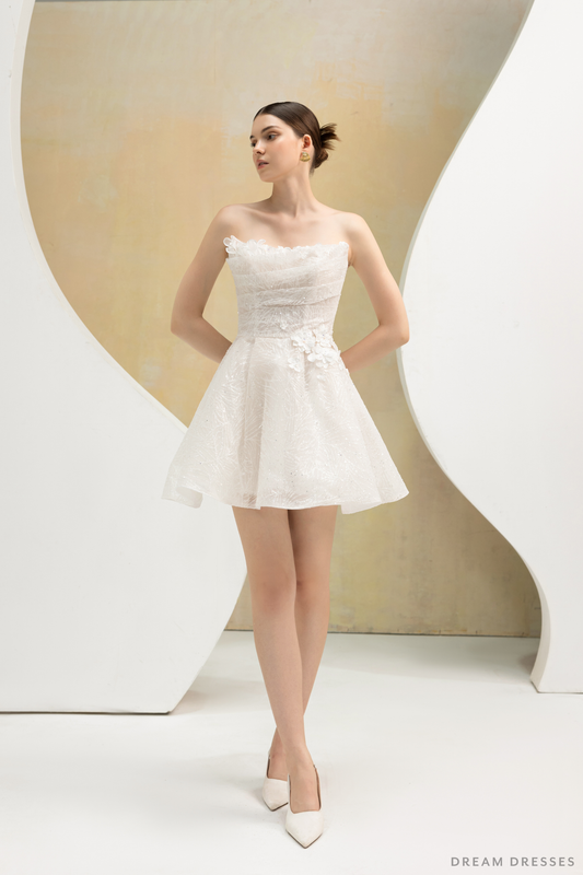 Rehearsal Dinner Dress with Shimmering Fabric (#AURIANE) - Dream Dresses by P.M.N.