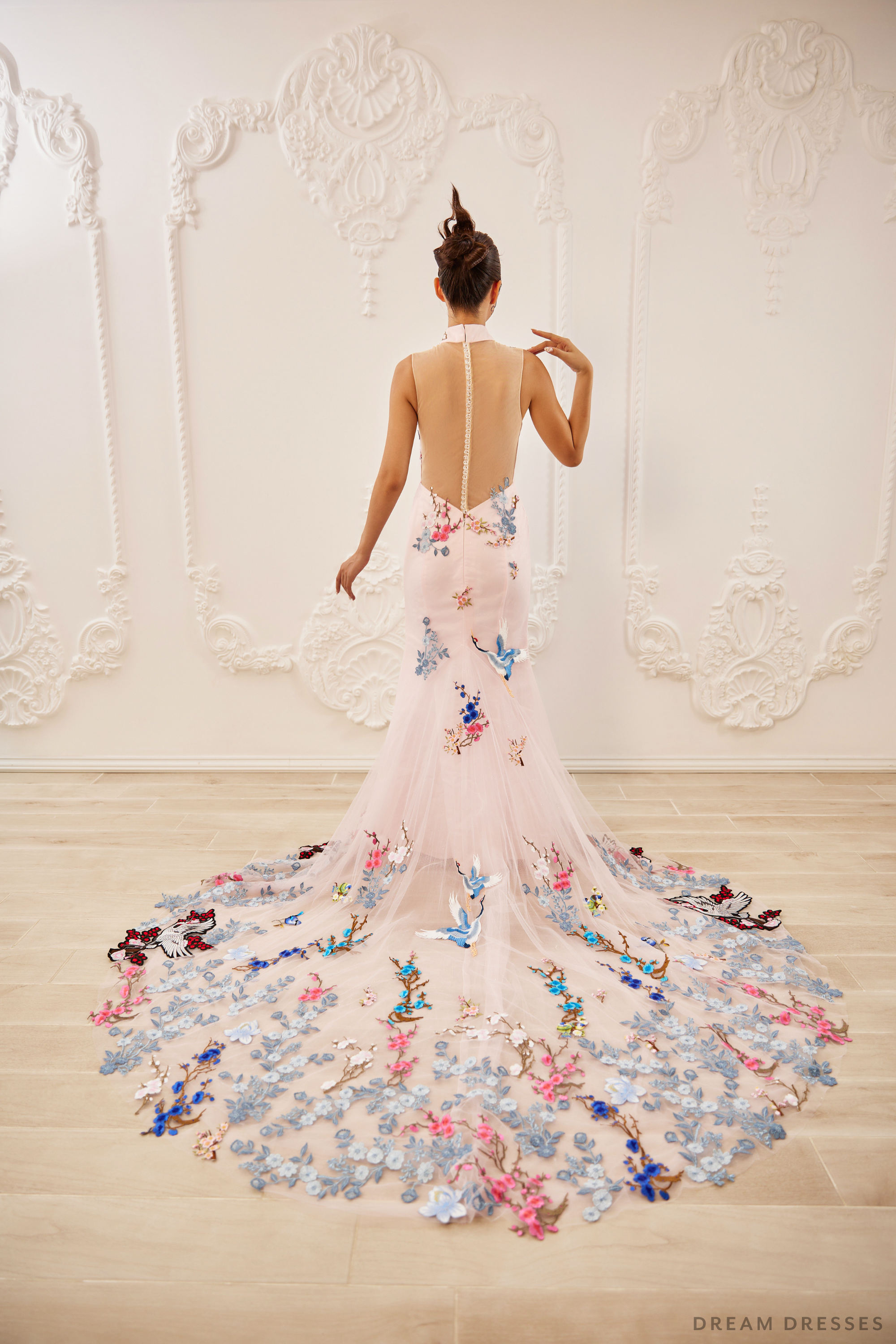 Pink Bridal Cheongsam | Couture Lace Modern Cheongsam (#LILAN)