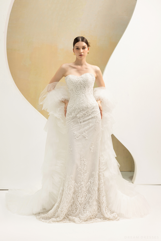 Ruffle Tulle Wedding Cape (#CERISE) - Dream Dresses by P.M.N.