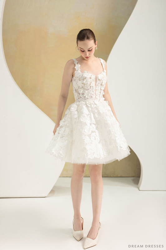 Mini Couture Dress with 3D Floral Lace (#VAVI) - Dream Dresses by P.M.N.