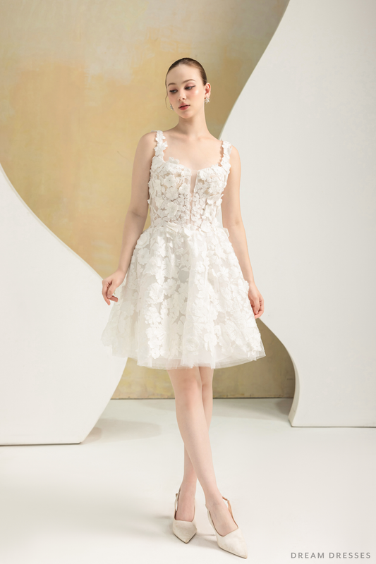 Mini Couture Dress with 3D Floral Lace (#VAVI) - Dream Dresses by P.M.N.