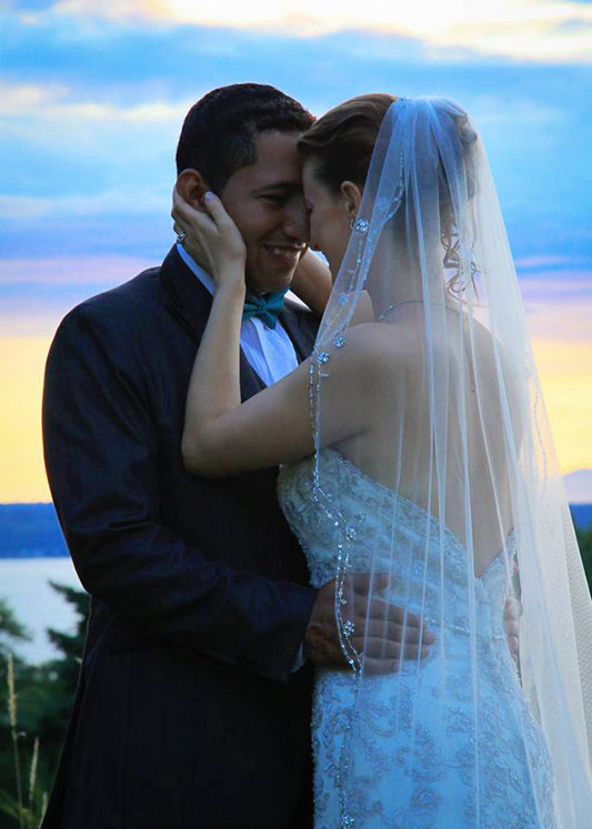 Hand Beaded Bridal Veil Hip Length (Style #PB180) - Dream Dresses by P.M.N
- 1
