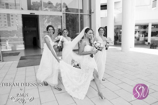 Split Wedding Dress With All Over Lace (Style # PB137) - Dream Dresses by P.M.N
- 1