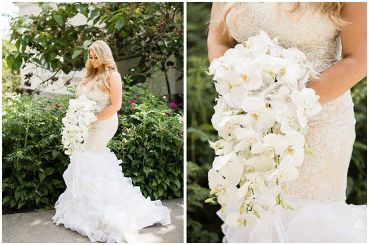 Blush Tiered Trumpet Wedding Dress (#Tisha) - Dream Dresses by P.M.N.