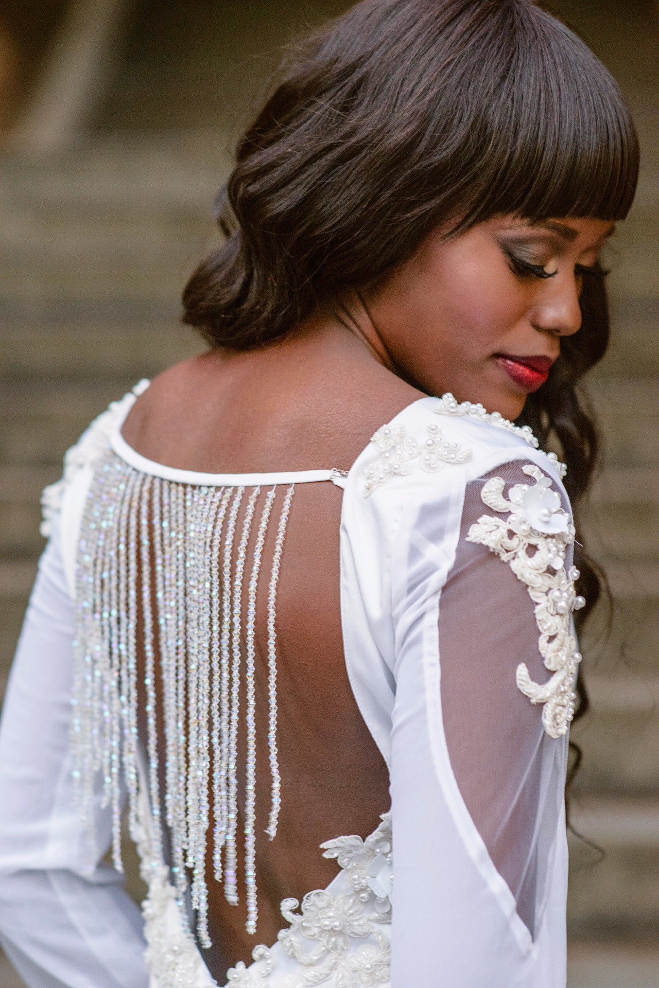 Silk Wedding Dress With Deep V-Neck (#Devany)