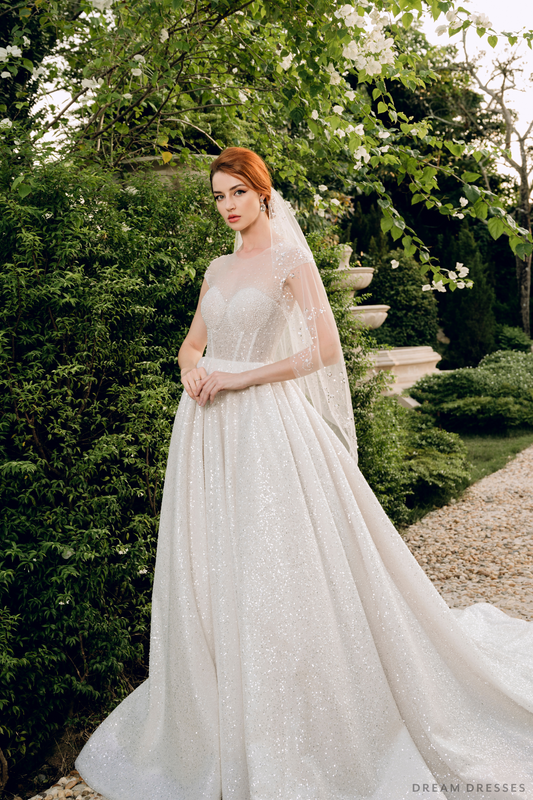 Royal Ballgown Wedding Dress with Crystal Embellishments (#CERIDWEN) - Dream Dresses by P.M.N.
