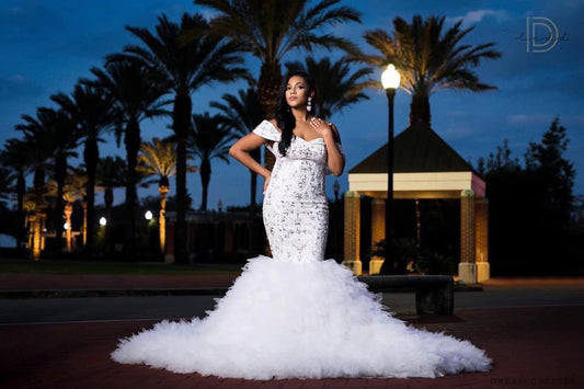Rhinestones Embellished Mermaid Wedding Dress (#Breshawn) - Dream Dresses by P.M.N.