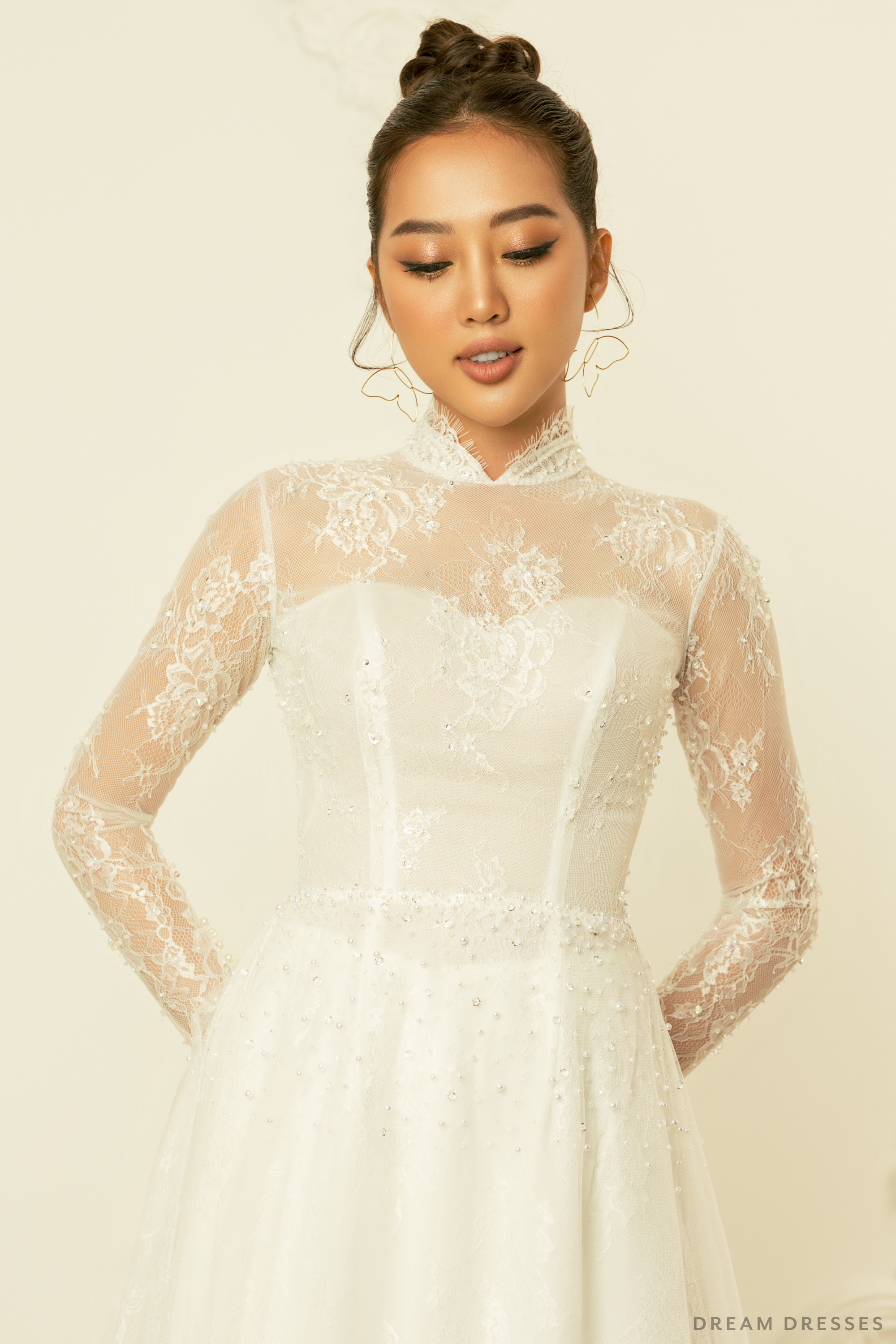 White Bridal Ao Dai | Modern Vietnamese Bridal Dress (#CALIXTA)