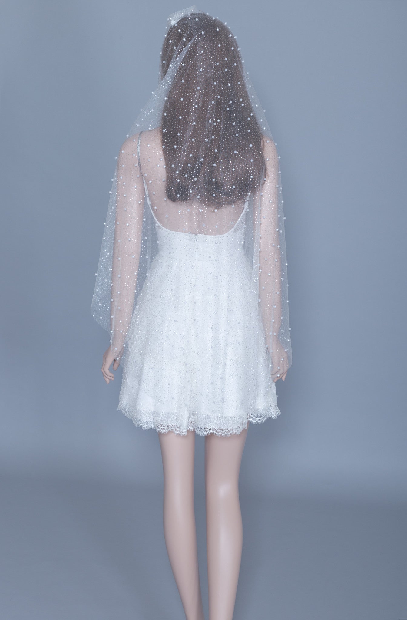 Fingertip Pearls Veil (#Callista)