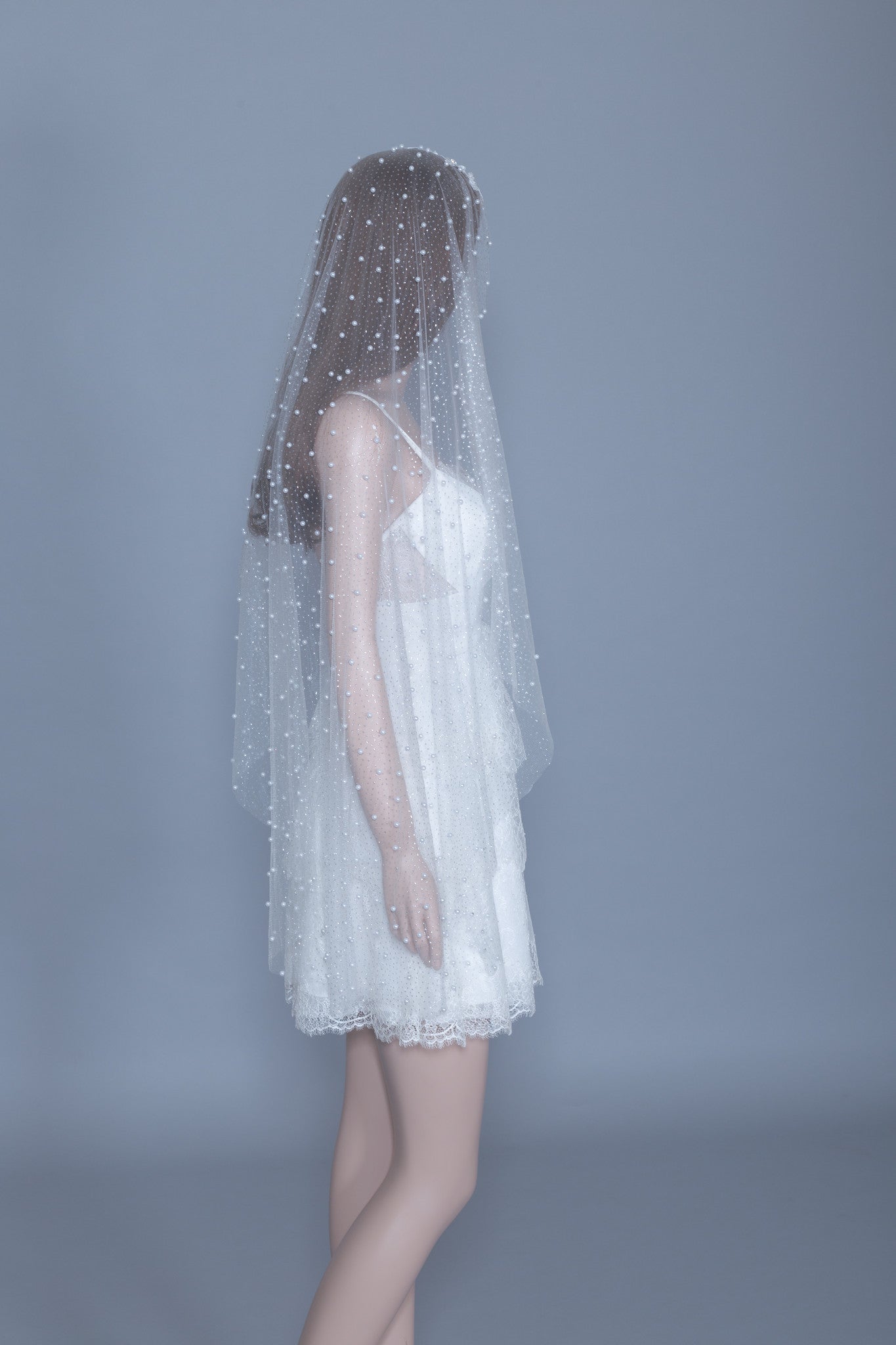 Fingertip Pearls Veil (#Callista)