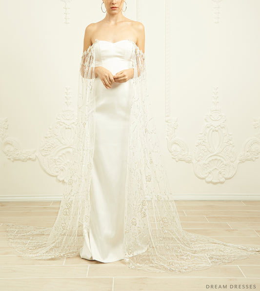 Detachable Bridal Cape Sleeves (#DAVINA) - Dream Dresses by P.M.N.