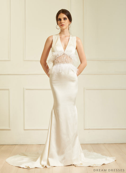 V-neck Halter Wedding Dress (#Darya) - Dream Dresses by P.M.N.
