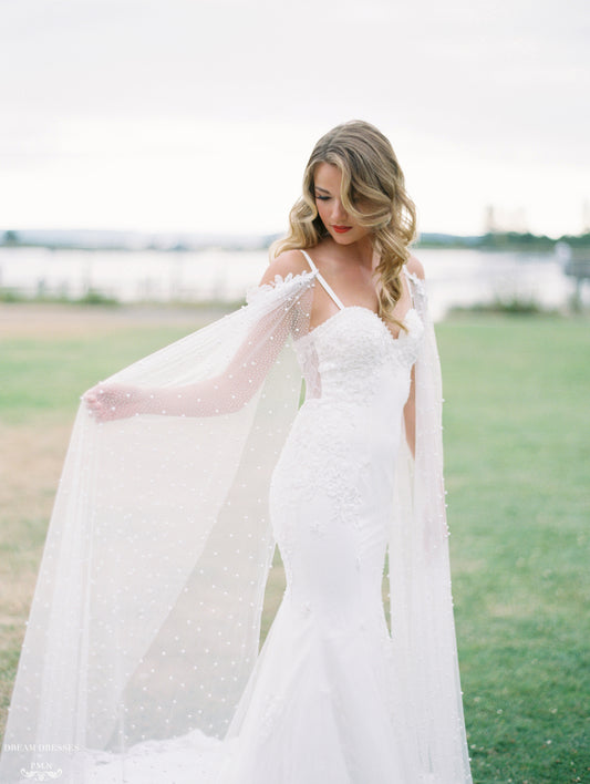 Detachable Bridal Sleeve Cape (#ELAINA) - Dream Dresses by P.M.N.