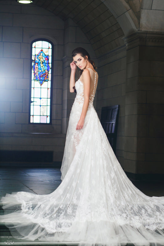 Detachable Lace Train (#Estelle) - Dream Dresses by P.M.N.