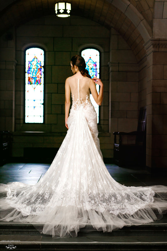Detachable Lace Train (#Estelle) - Dream Dresses by P.M.N.