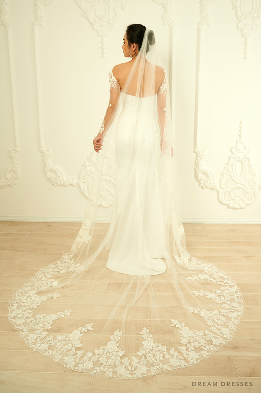 Cathedral Floral Lace Veil (#Giada) - Dream Dresses by P.M.N.