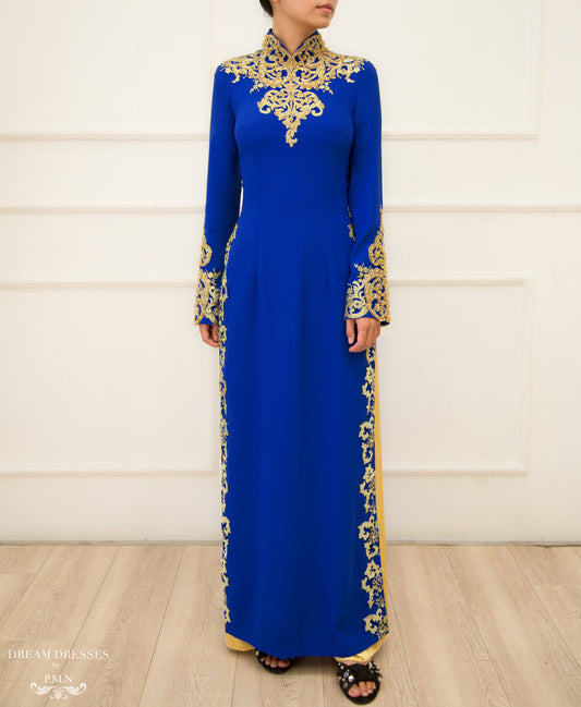 Blue Ao Dai / Mother of The Bride Ao Dai (#GINA) - Dream Dresses by P.M.N.