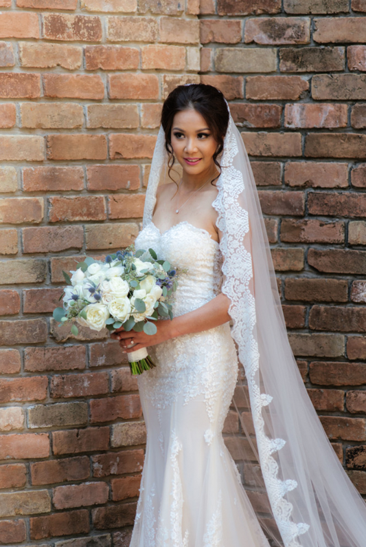 Cathedral Bridal Veil With Lace Trim Edge (#Helaine) - Dream Dresses by P.M.N.