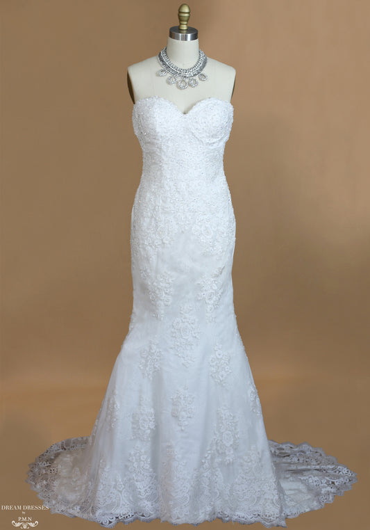 Lace Mermaid Wedding Dress With Cathedral Train (#Karoline) - Dream Dresses by P.M.N.