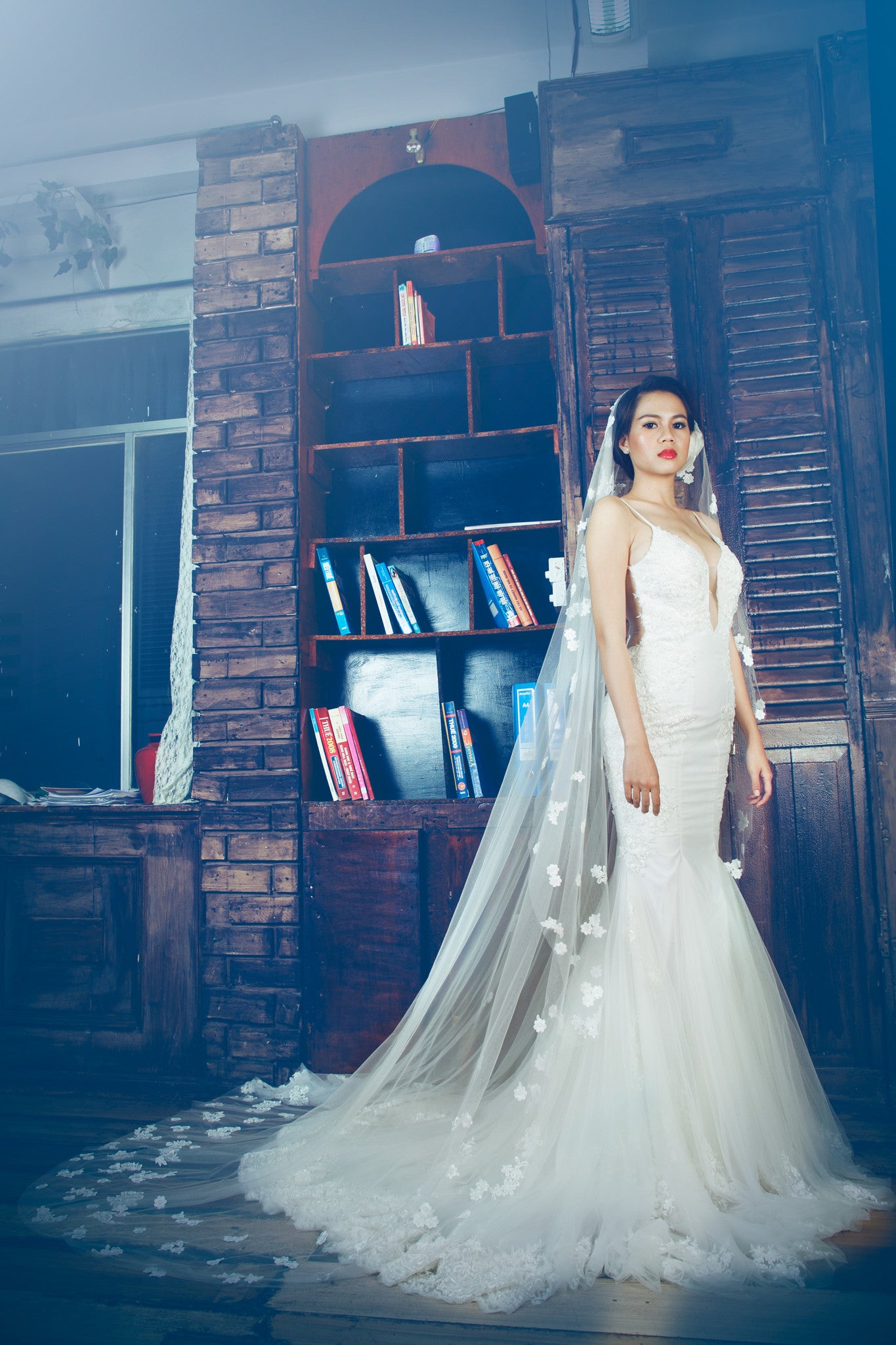 One-tier Cathedral Length Veil With Lace Appliqué (#PB099)