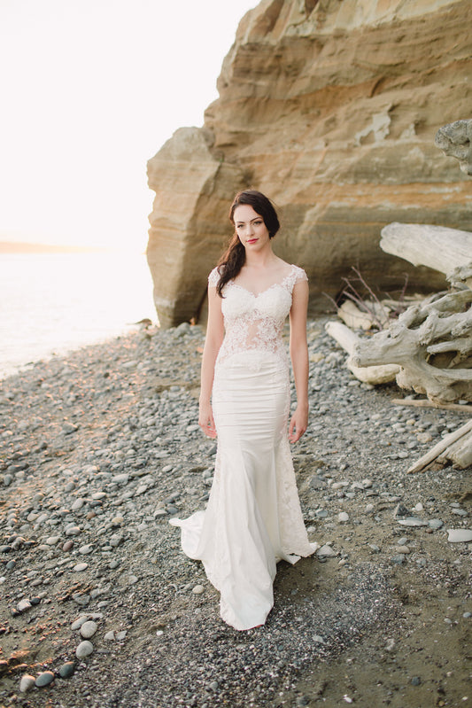 Sheath Lace Wedding Dress (Style #SS16314) - Dream Dresses by P.M.N.