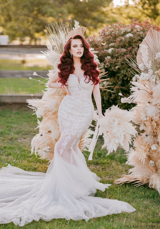 Lace and Tulle Mermaid Wedding Dress (#Julieta) - Dream Dresses by P.M.N.
