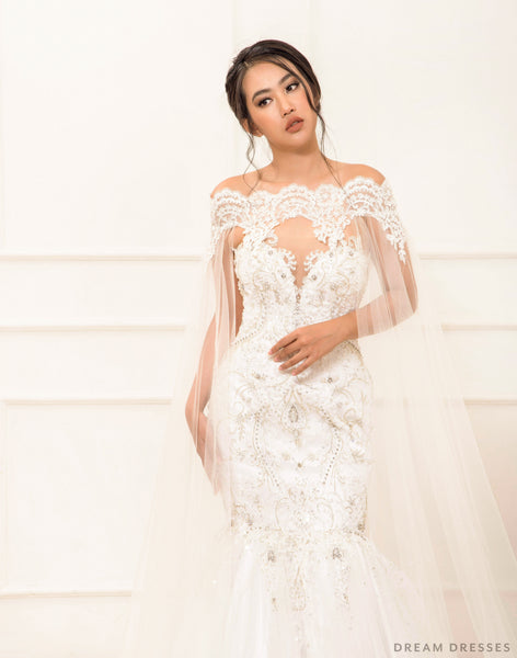 Wedding Dress Topper Beaded Bridal Cape Bridal Cape Veil With 3D Floral  Appliqu Dream Dresses By