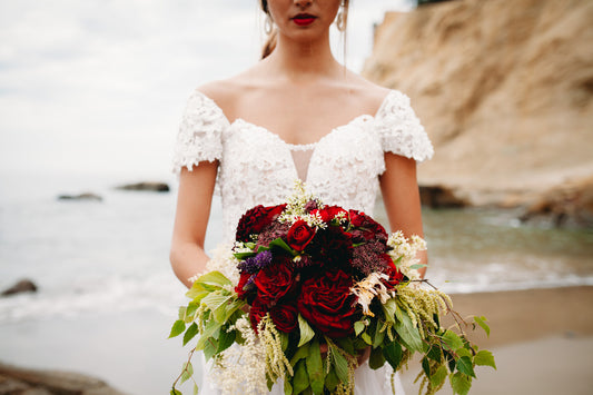 Lace Tulle Gown With Removable Off Shoulder (Style #PB192) - Dream Dresses by P.M.N
- 1