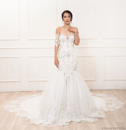 Mermaid Wedding Gown with Rhinestone Crystals (#Miranda) - Dream Dresses by P.M.N.