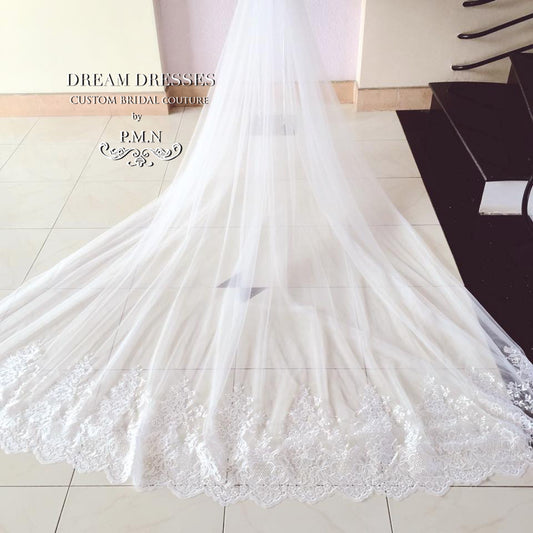 Couture Bridal Detachable Cathedral Tulle Train (#PB127)-Made To Order - Dream Dresses by P.M.N
- 1