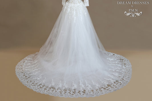 Detachable Cathedral Bridal Train (#SS16302) - Dream Dresses by P.M.N
- 1