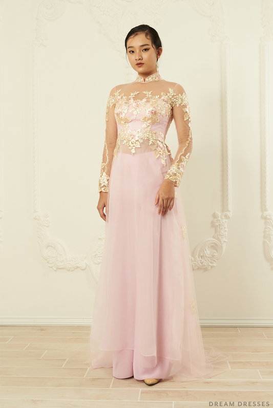 Pink Bridal Ao Dai | Modern Vietnamese Bridal Dress (#MYLAH) - Dream Dresses by P.M.N.